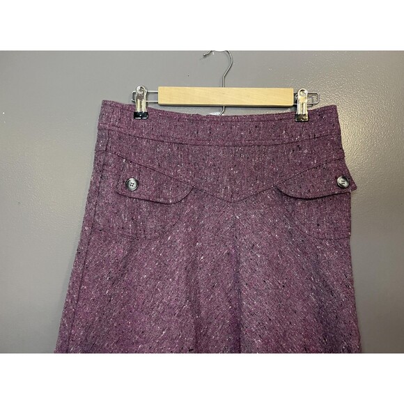 Necessary Objects Skirt Womens Medium Purple Wool Blend A-Line Tweed Made in USA - Picture 2 of 5